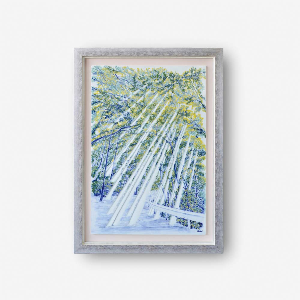 辻毅彦作　額入り 染付 陶板 日展会員 辻毅彦作 額入り 染付 陶板 日展会員 【公式通販】